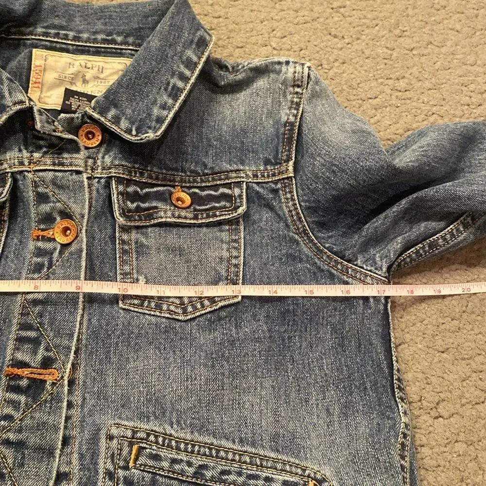 Ralph Lauren Blue Jean Cropped Jacket Girls Size XL